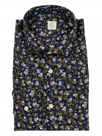 Gmf CAMICIA LAVATA fantasia blu