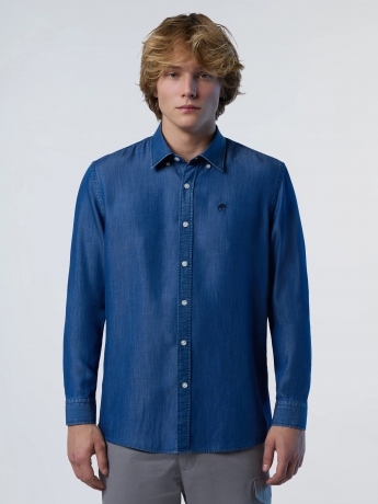 North Sails camicia in chambray e tencel™ blu