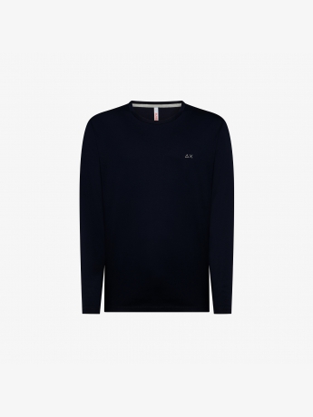 Sun68 T-SHIRT SOLID LUXURY L/S blu uomo
