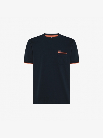 Sun68 T-SHIRT CON TASCHINO FLUO NAVY BLUE