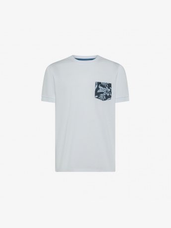 Sun68 T-SHIRT IN JERSEY BIANCO CON TASCHINO STAMPATO