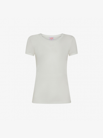 Sun68 T-SHIRT SLIM FIT IN MODAL BIANCO PANNA