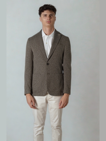 Manuel Ritz Giacca  in jersey microfantasia beige scuro