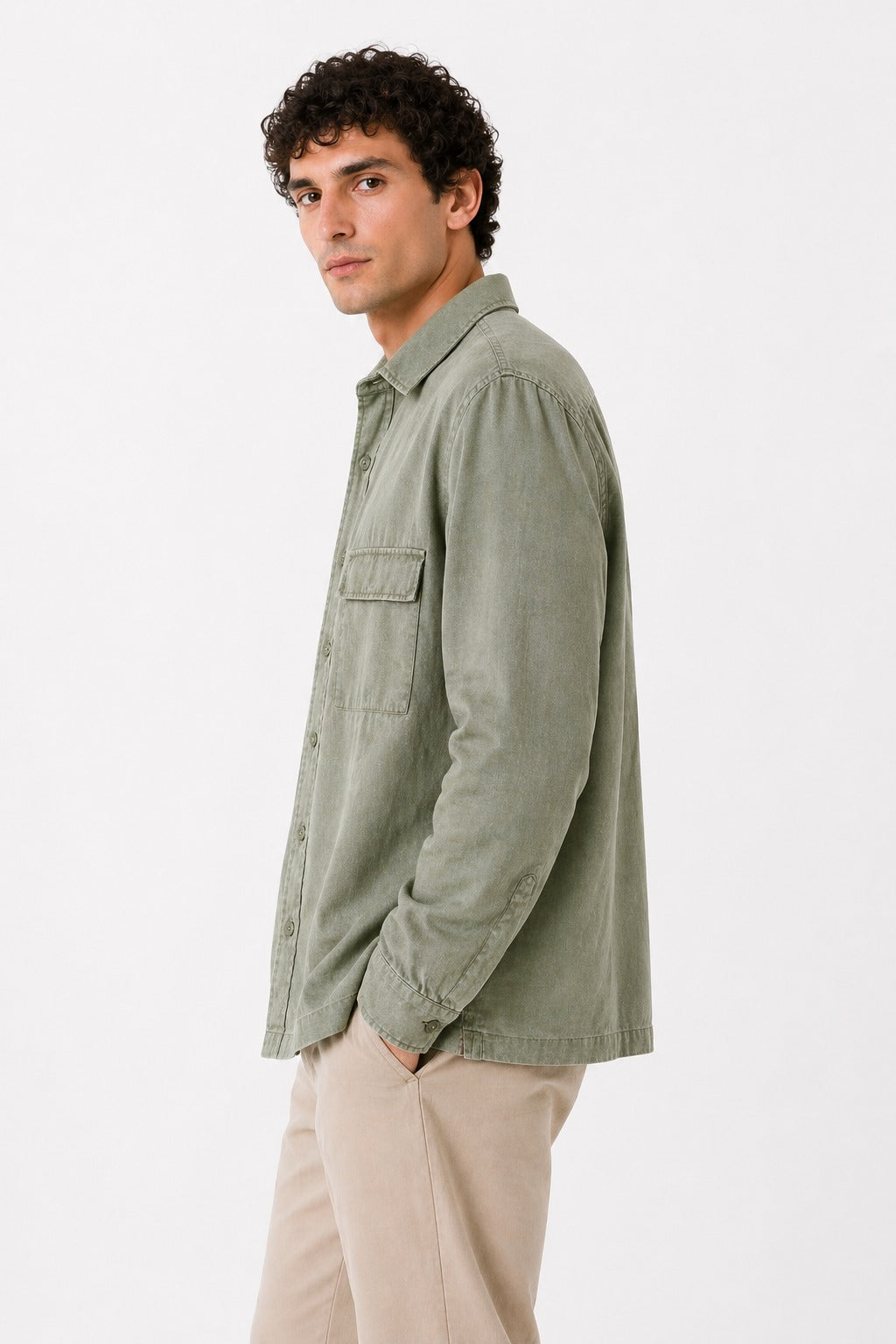 Overshirt Bastoncino in puro lino