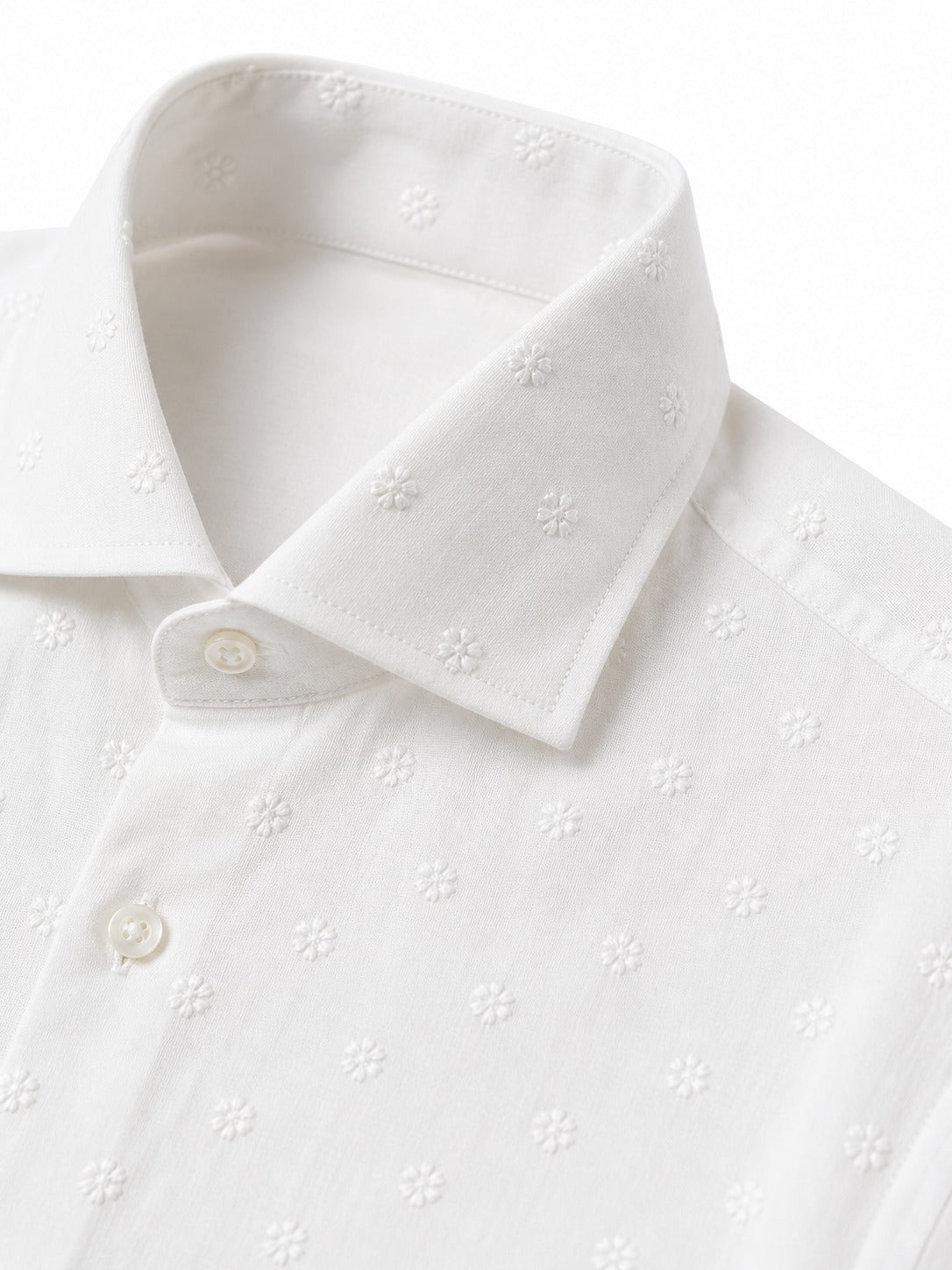 Camicia Bastoncino con ricamo microfloreale
