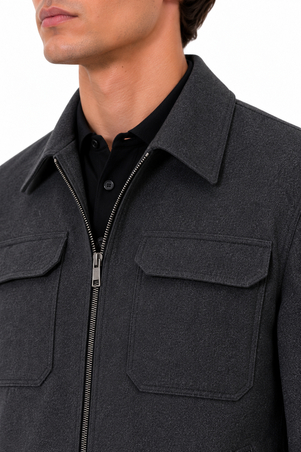 Completo Bharnaba ABSMGB22 nero - dettaglio giacca con zip | NICOECOSTORE.IT