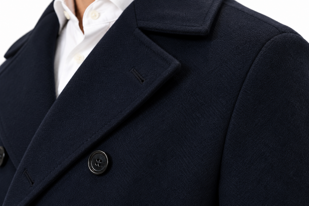Cappotto Bharnaba Charles MCP217R blu - dettaglio tessuto | NICOECOSTORE.IT