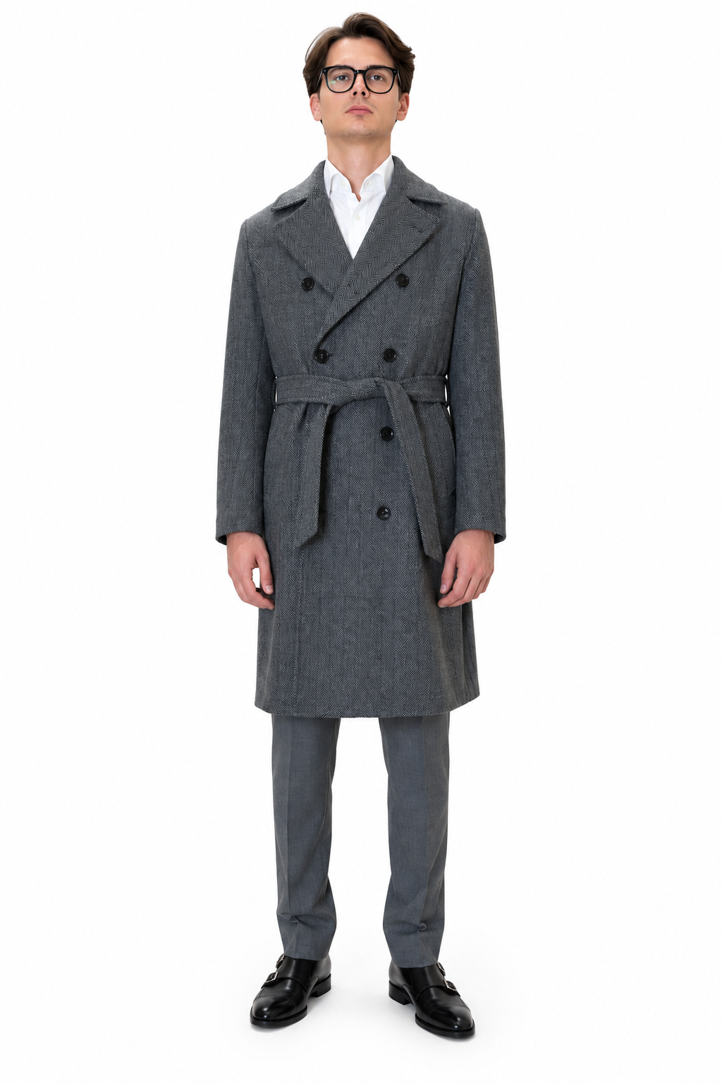 Cappotto Bharnaba Charles MCP217R grigio chiaro - figura intera | NICOECOSTORE.IT