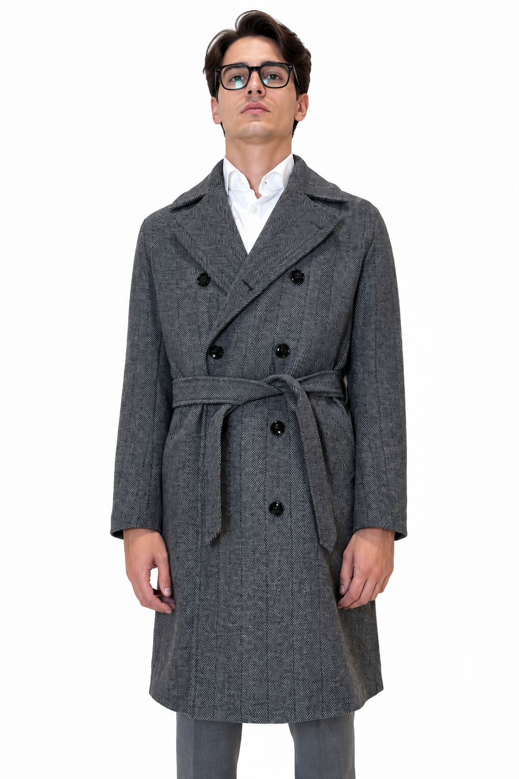 Cappotto Bharnaba Charles MCP217R grigio chiaro - vista frontale | NICOECOSTORE.IT