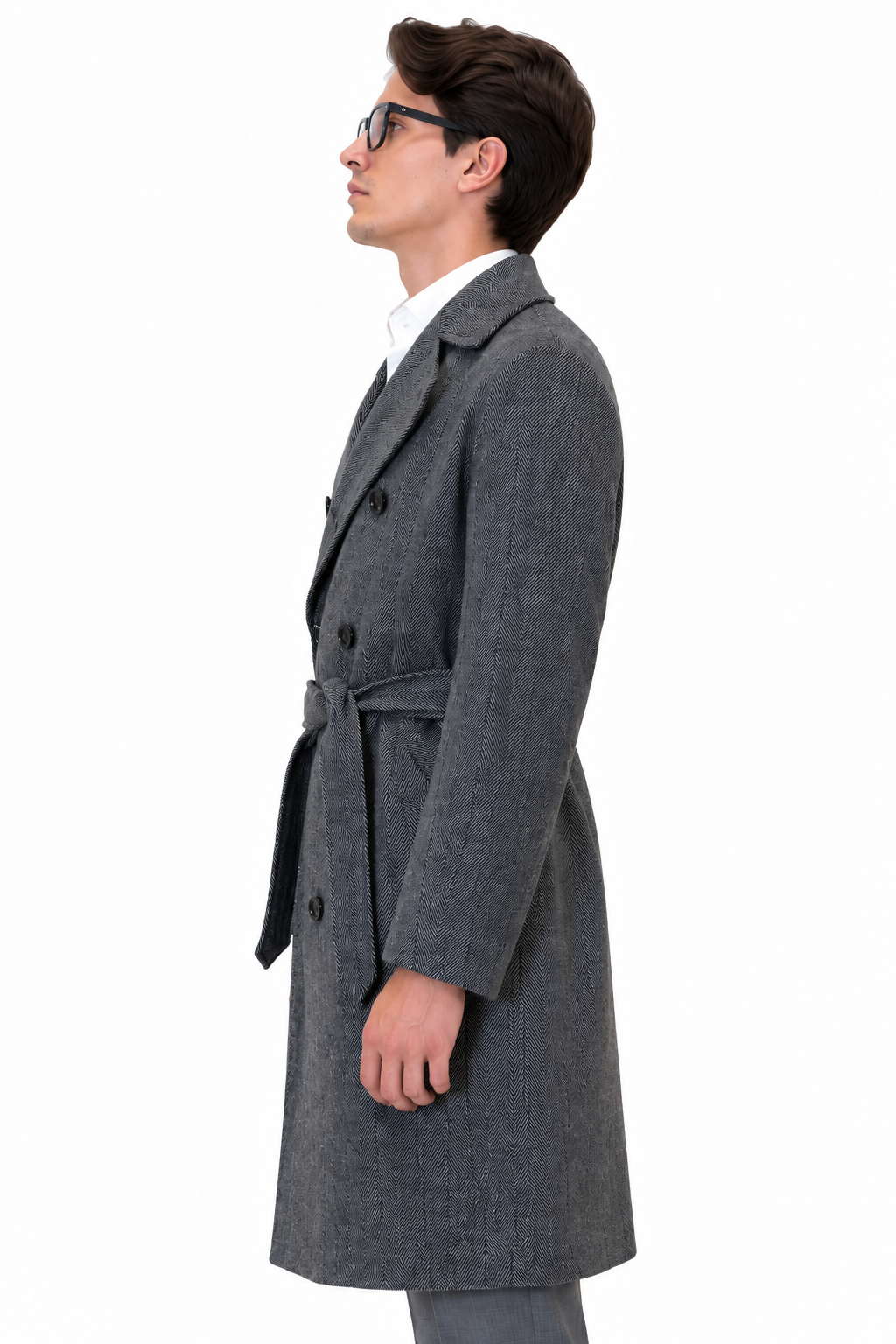 Cappotto Bharnaba Charles MCP217R grigio chiaro - vista laterale | NICOECOSTORE.IT