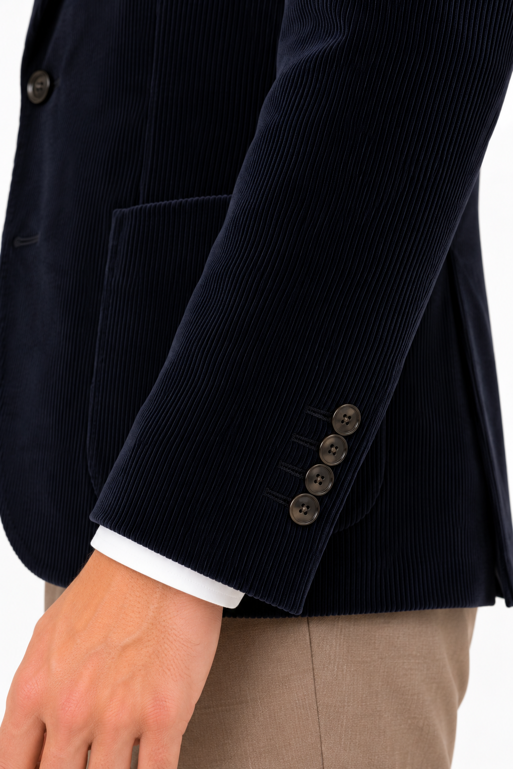 Giacca Bharnaba Marzano GKS702 in velluto a coste nero - dettaglio polsino | NICOECOSTORE.IT