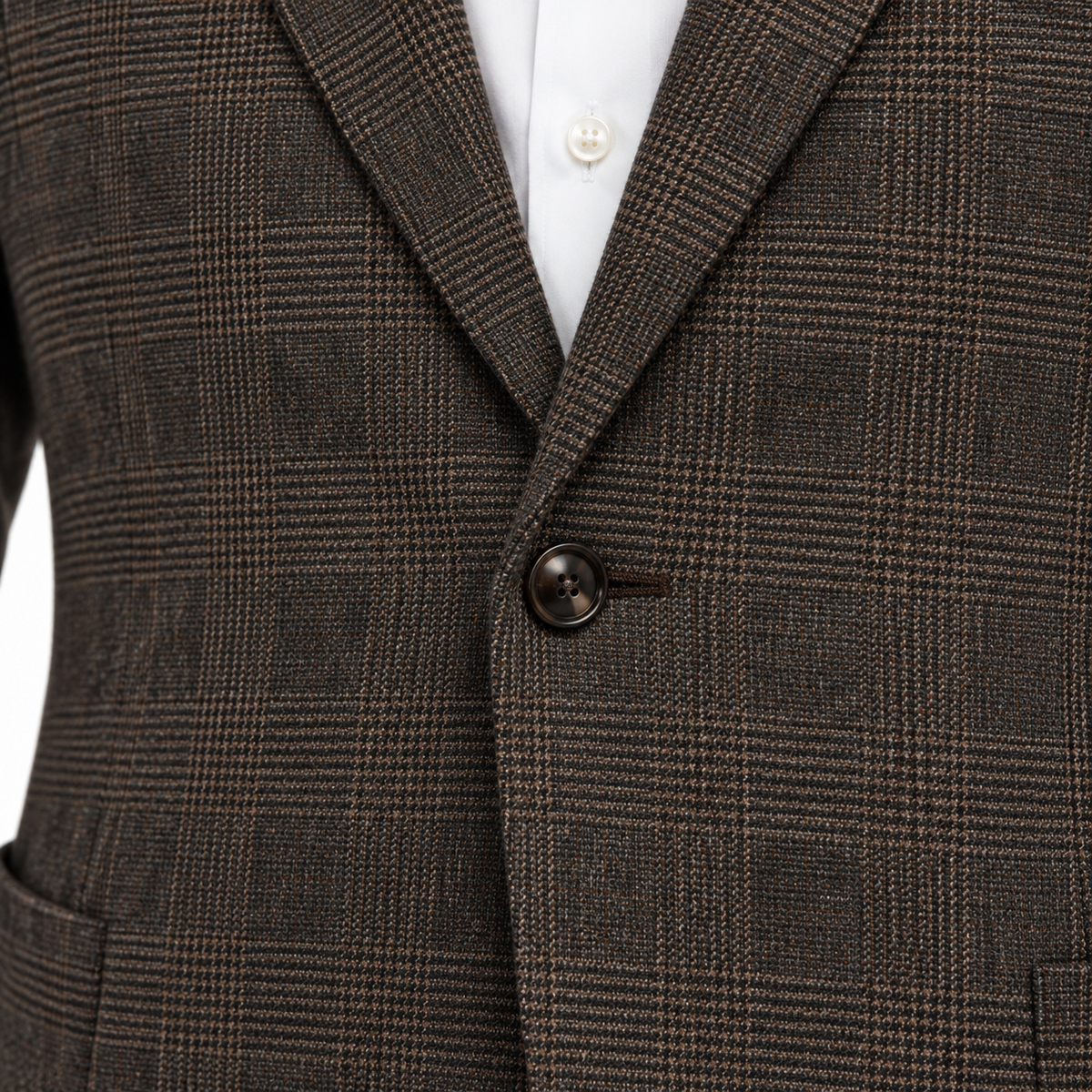 Giacca Bharnaba Solestà GKS102Q a quadri moro - dettaglio bottone | NICOECOSTORE.IT