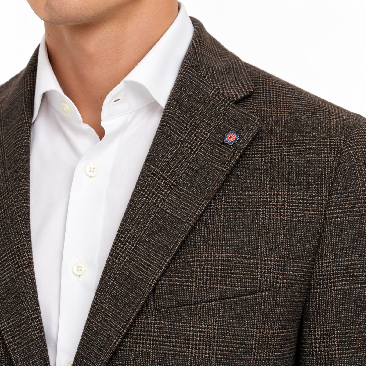 Giacca Bharnaba Solestà GKS102Q a quadri moro - dettaglio rever | NICOECOSTORE.IT