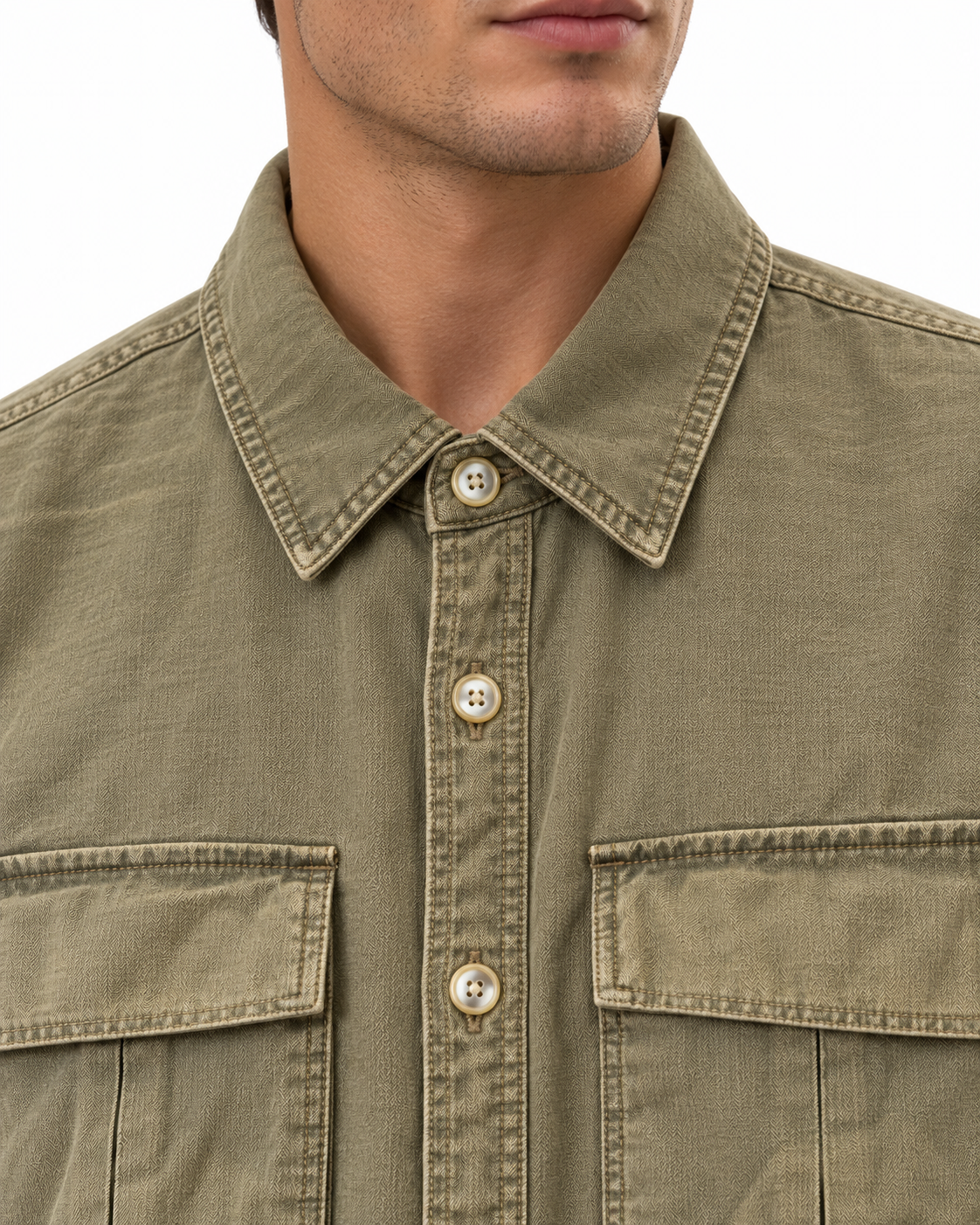 Giacca overshirt Keeling Hobart M 61004 mocha dettaglio colletto