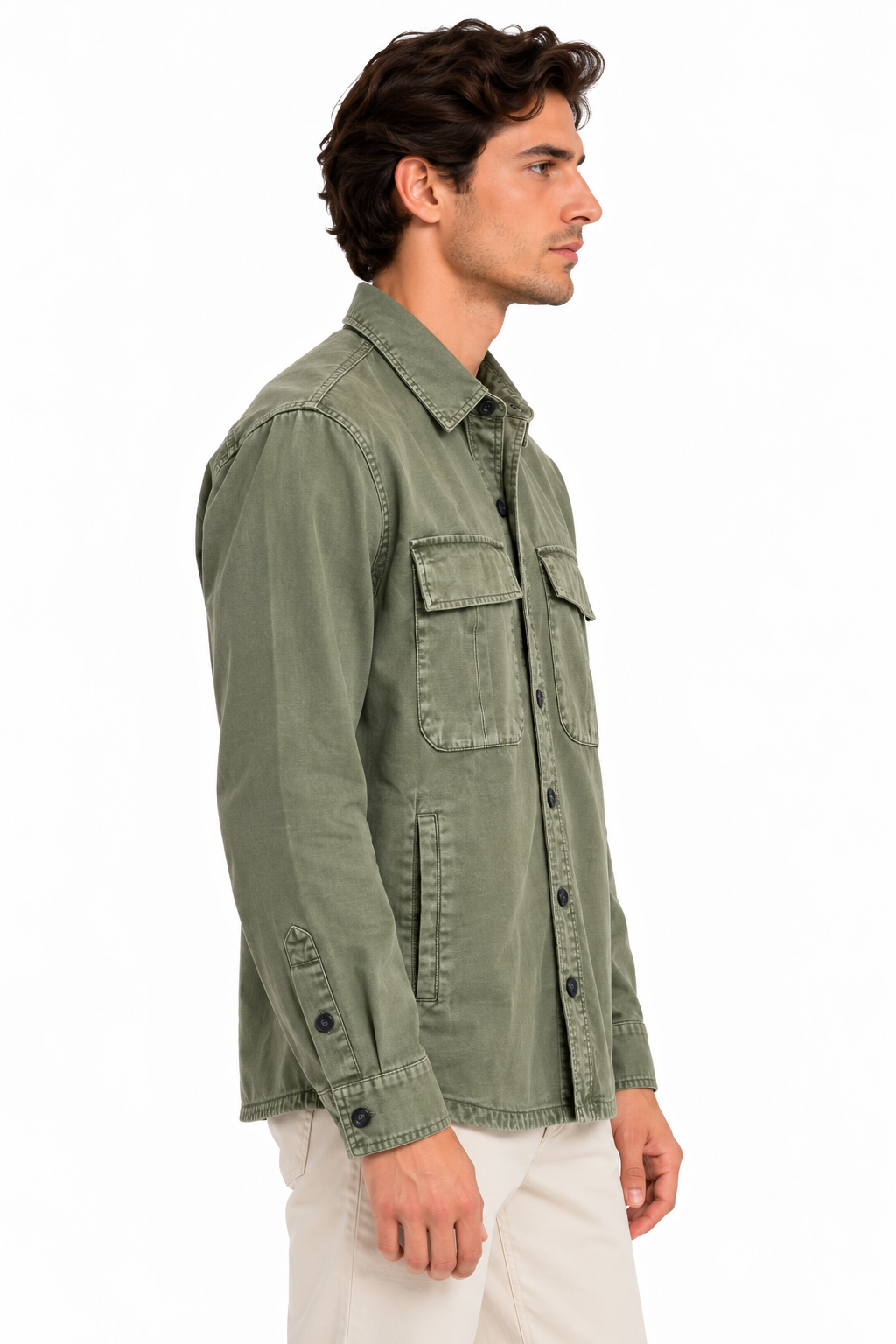 Giacca overshirt Keeling Hobart M 61004 olivine laterale