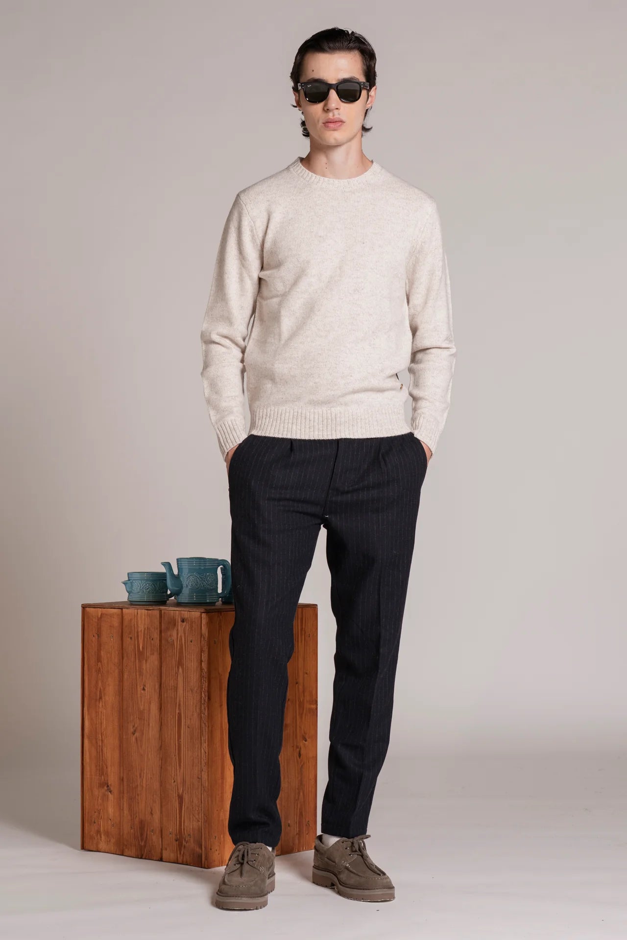 Pantaloni Impure Mihara gessato in misto lana