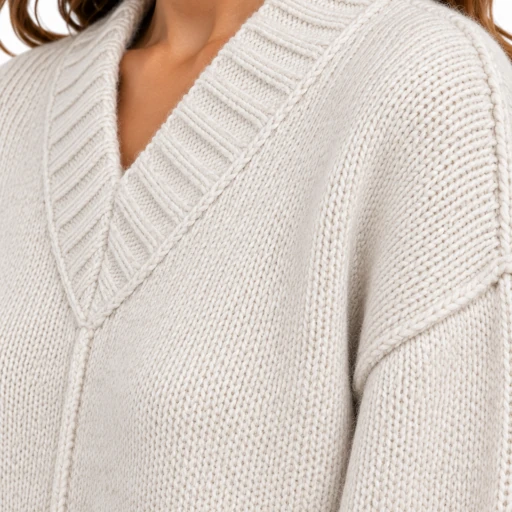 Maglione donna Keeling Minoa 35079, dettaglio maglia e scollo colore chiaro