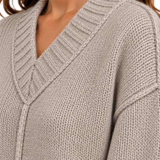Maglione donna Keeling Minoa 35079, dettaglio maglia e scollo colore tortora