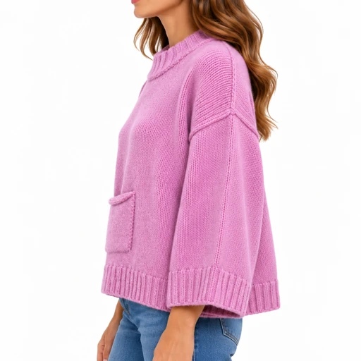 Maglione da donna Keeling Irua Rosa con spalla scesa e maniche ampie, vista laterale