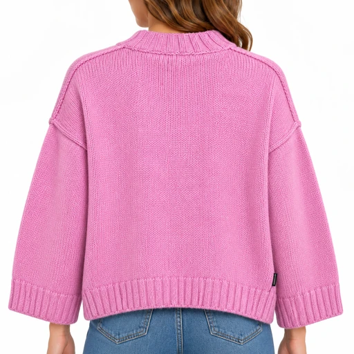 Maglione da donna Keeling Irua Rosa con fondo a coste, vista posteriore