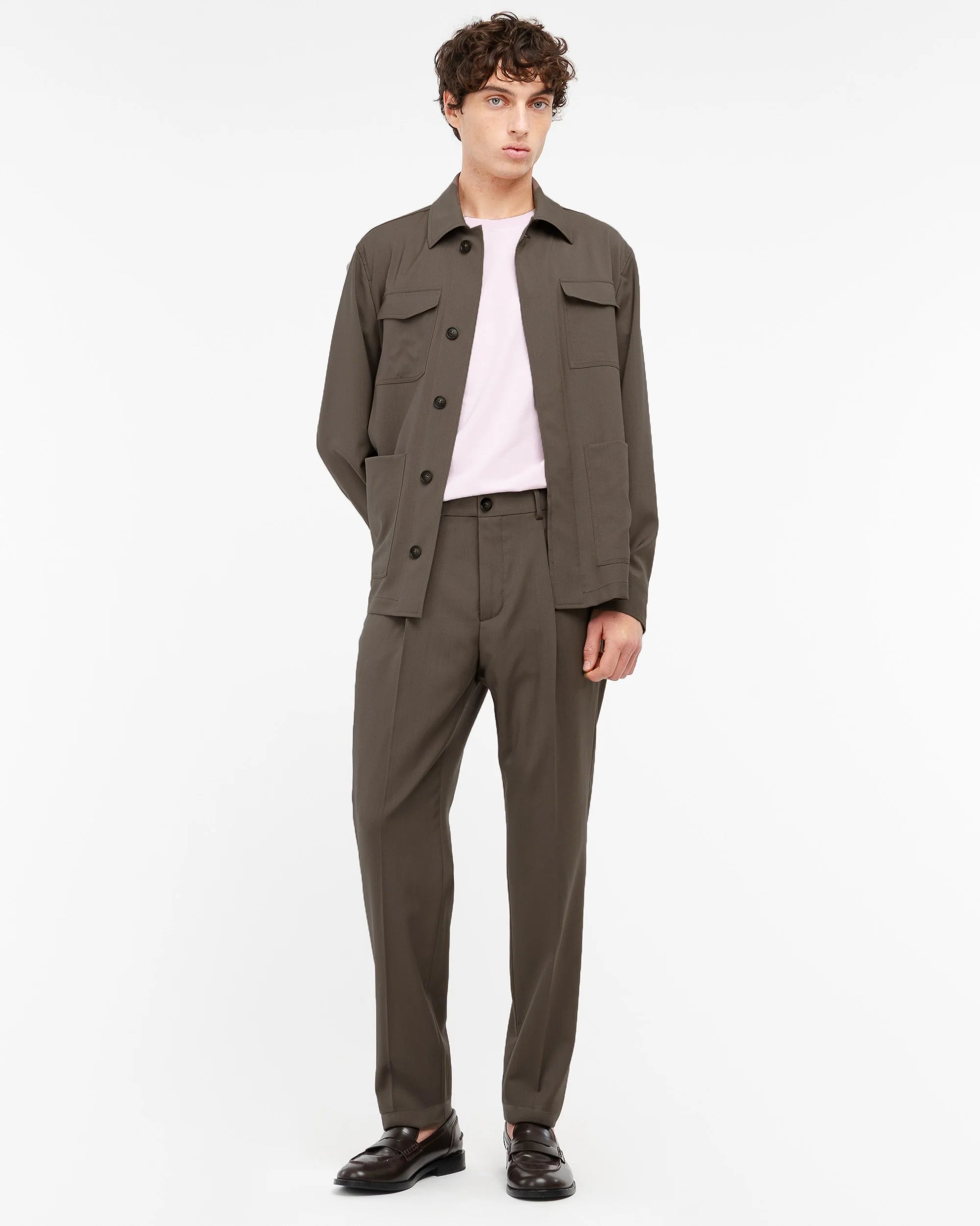 Pantalone chino Manuel Ritz fresco di lana stretch con risvolto