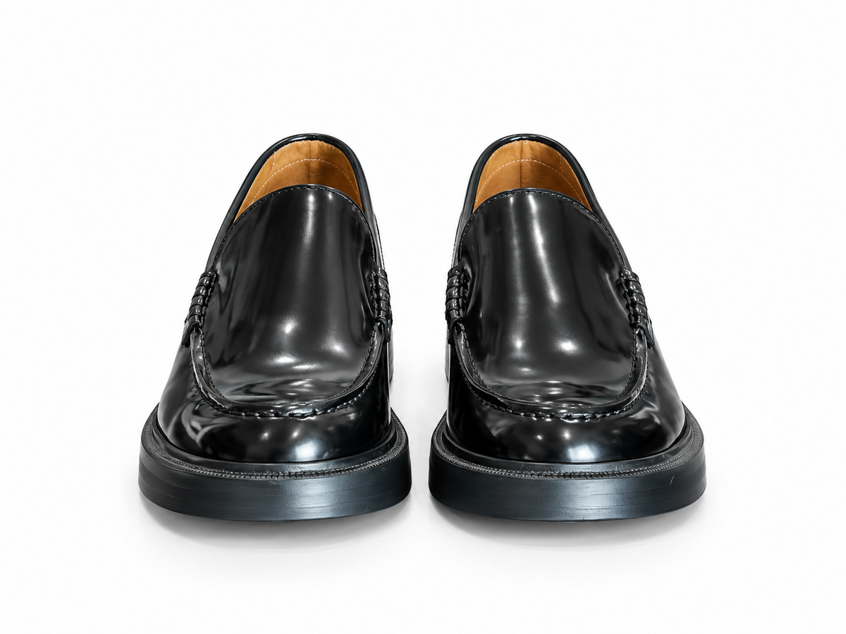 Mocassino Marechiaro 1962 0645W62 in vitello spazzolato nero, vista frontale | NICOECOSTORE.IT