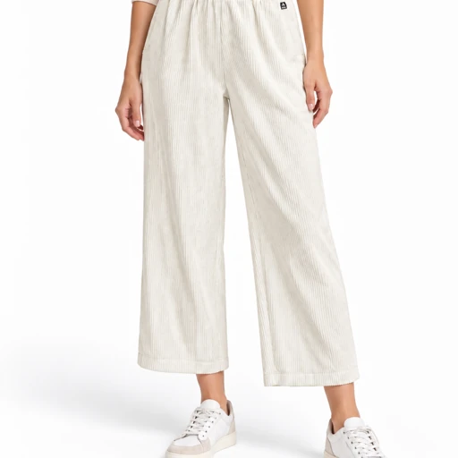 Pantaloni donna Keeling Eline 15038 in velluto a coste, vista frontale, colore chiaro