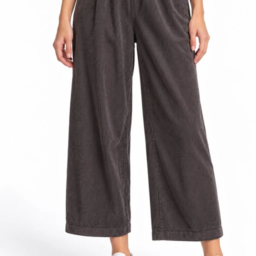 Pantaloni donna Keeling Eline 15038 in velluto a coste, vista frontale, colore scuro