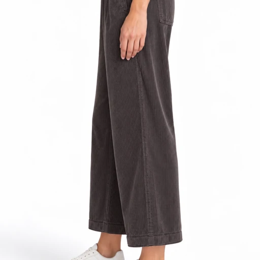 Pantaloni donna Keeling Eline 15038 in velluto a coste, vista laterale, colore scuro