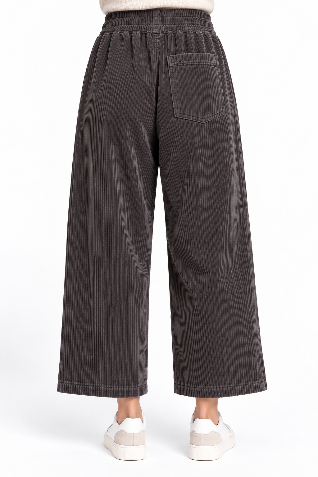 Pantaloni donna Keeling Eline 15038 in velluto a coste, vista posteriore alternativa, colore scuro